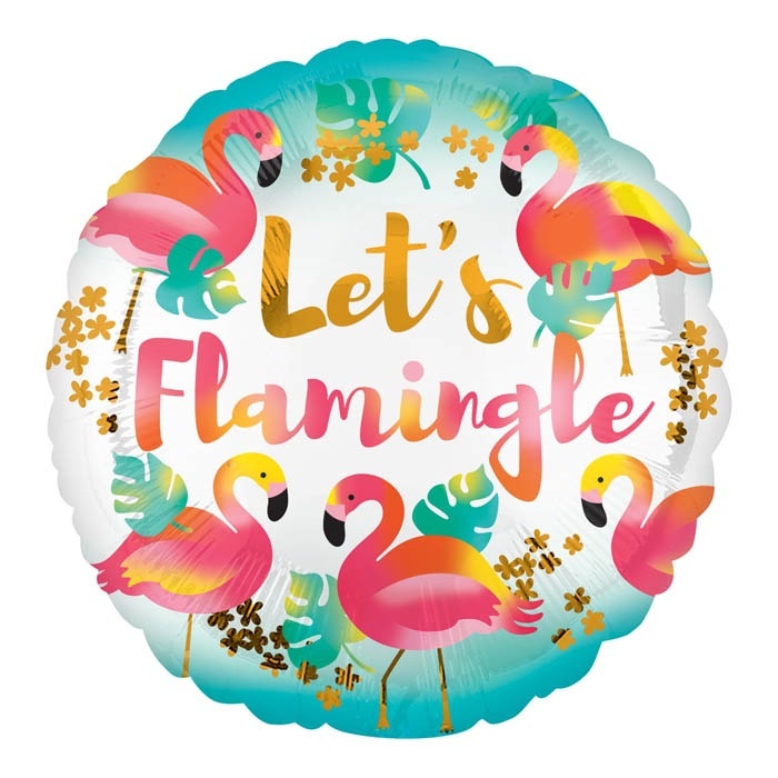 folie ballon rond Let's Flamingo