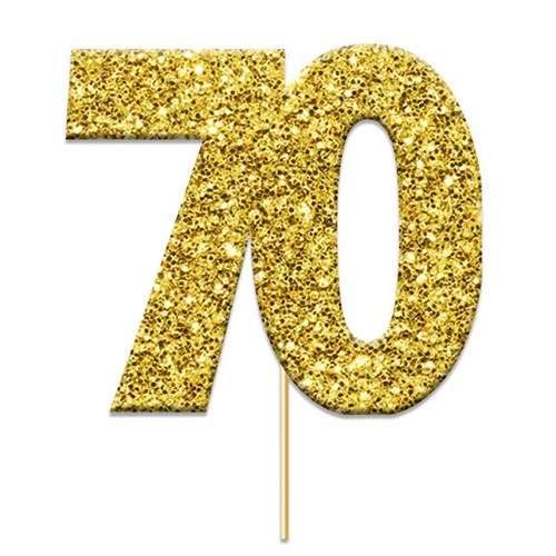 Cake topper 70 glitter goud