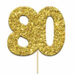 Cake topper 80 glitter goud