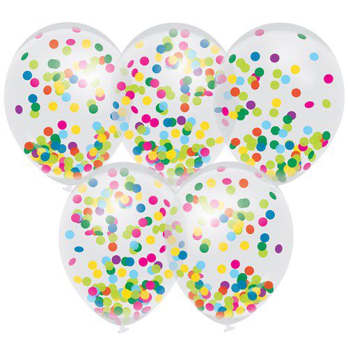 Ballonnen met multi color confetti 30 cm