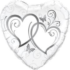 Folieballon Entwined Hearts Silver