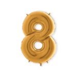 Folie Ballon Cijfer 8 Goud Metallic.