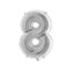 Folie Ballon Cijfer 8 Zilver Metallic